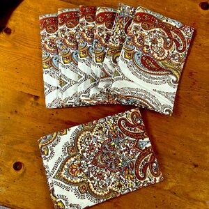 NEW Tahari cotton dinner napkins pattern 7 total deruta print Thanksgiving